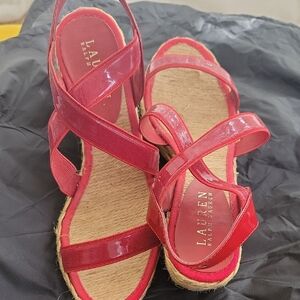 Lauren Ralph Lauren Glossy Red Espadrille Sandals